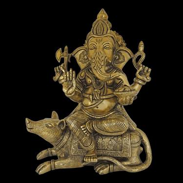 Lord Ganesha Brass Statue 12' thumb