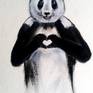 This funny Panda making heart with his hands (paws) was created in February 2016 with soft pastels, pastel pencils on the pastel paper A3 format (42 x 29,7 cm).
It was inteded to be as a gift for my husband for St. Valentine's day. But he's got a smaller version of the same image.
It can be a nice item for children's room, for panda's lovers or just for somebody who likes animals or black and white images.
It's coming unframed so I highly recommend to put it under the glass.