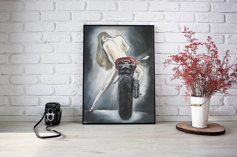 Original Figurative Motorbike Painting by Katia Holmes