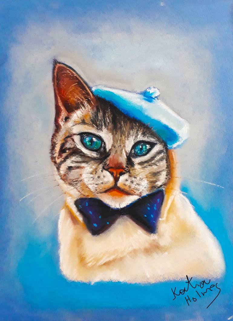 Blue eyed kitty Painting by Katia Holmes Saatchi Art