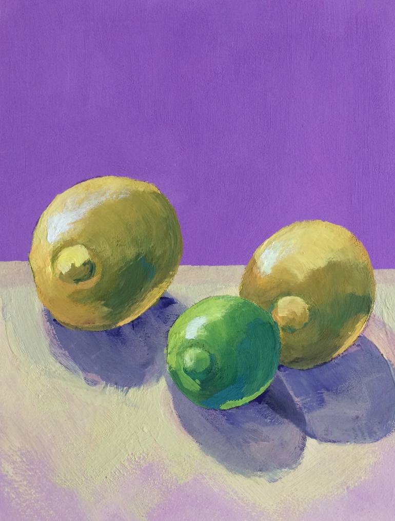 Two Lemons and a Lime Painting by Tim GRANT Saatchi Art