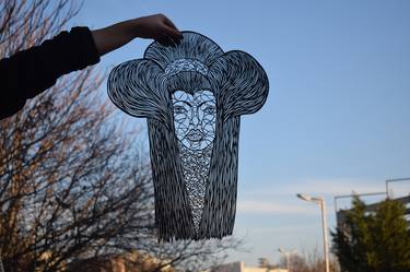 Papercut art - 'Geisha' hand cut paper by Alina Papercut thumb