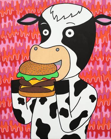 Original Illustration Cows Paintings by Lady Beaver