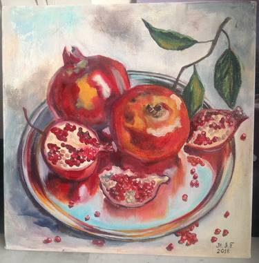 Pomegranates on a sterling plate thumb