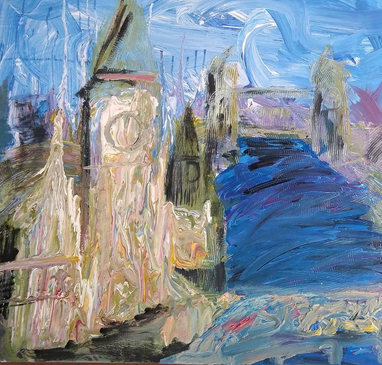 Original Abstract Expressionism Cities Painting by Silvina Vilar