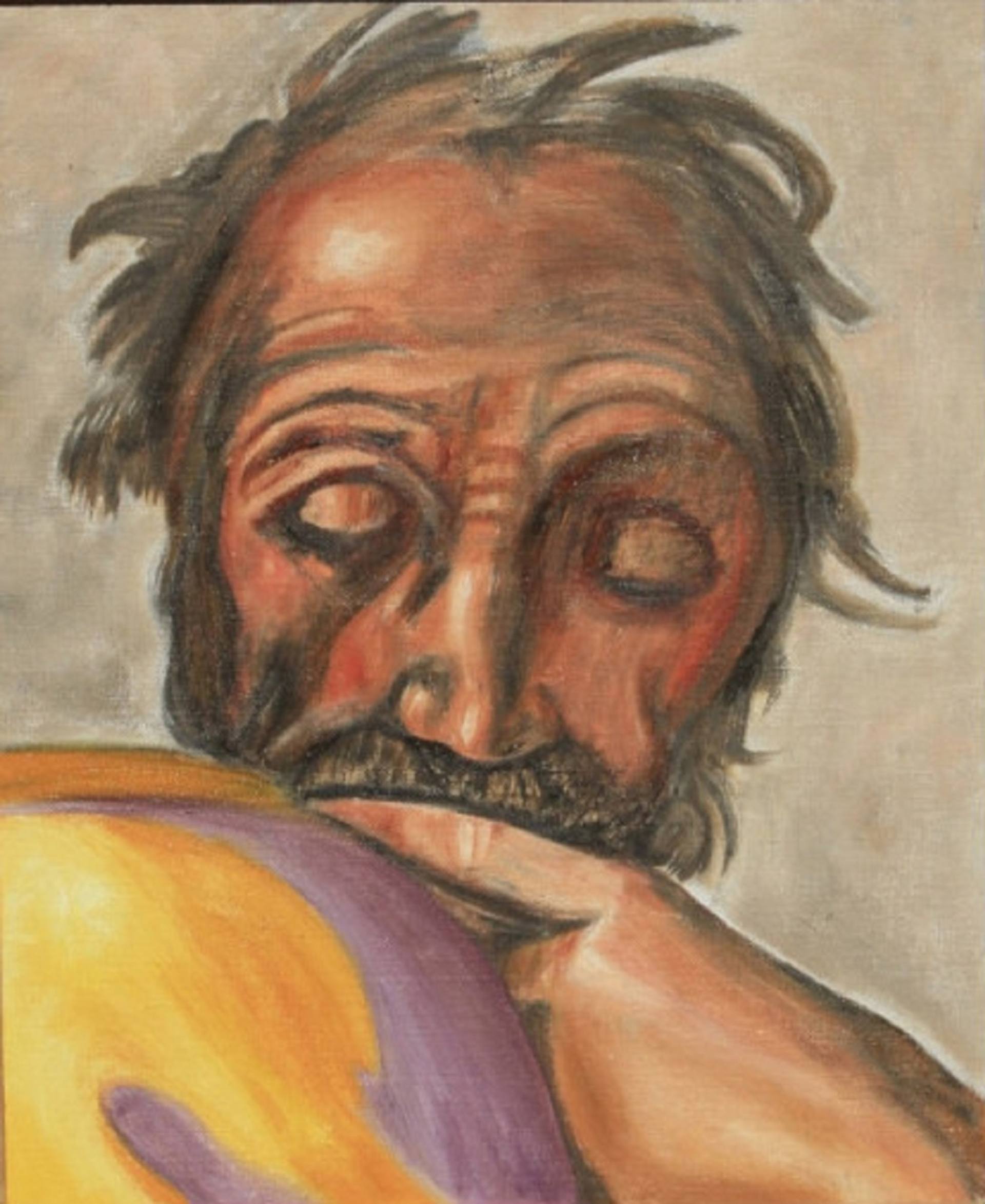 Michelangelo Self Portrait from Sistine Chapel Painting by Alex