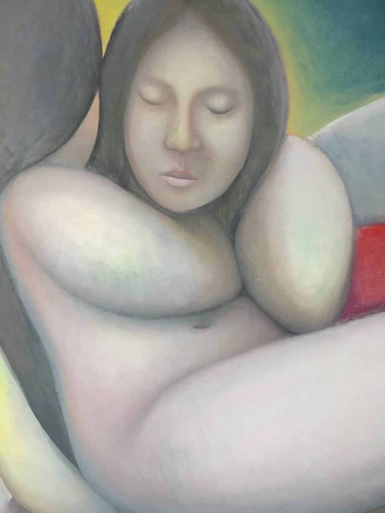 Original Surrealism Nude Painting by Riccos Trigeorgis