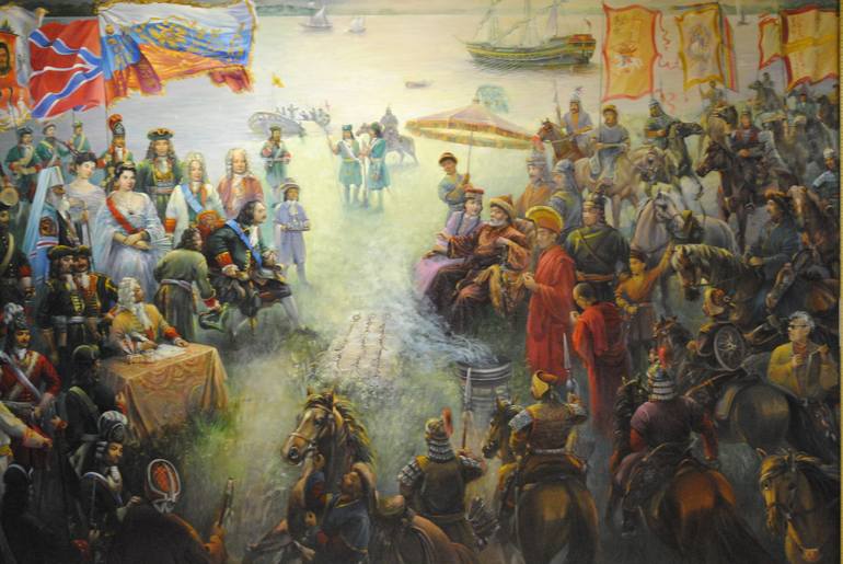 Meeting of the Kalmyk Khan Ayuki and Peter I. Painting by Valery Mukhin ...