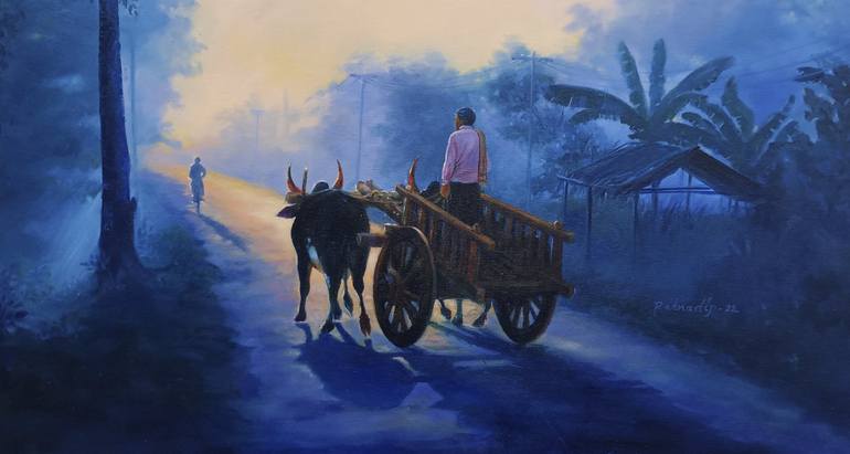 A FARMER WITH HIS BULLOCK CART RURAL LIFE, INDIA For sale as Framed Prints,  Photos, Wall Art and Photo Gifts