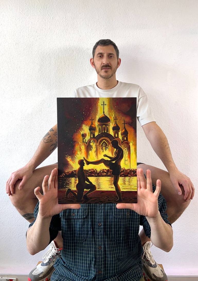 Original Surrealism Religion Painting by Greif Lazic