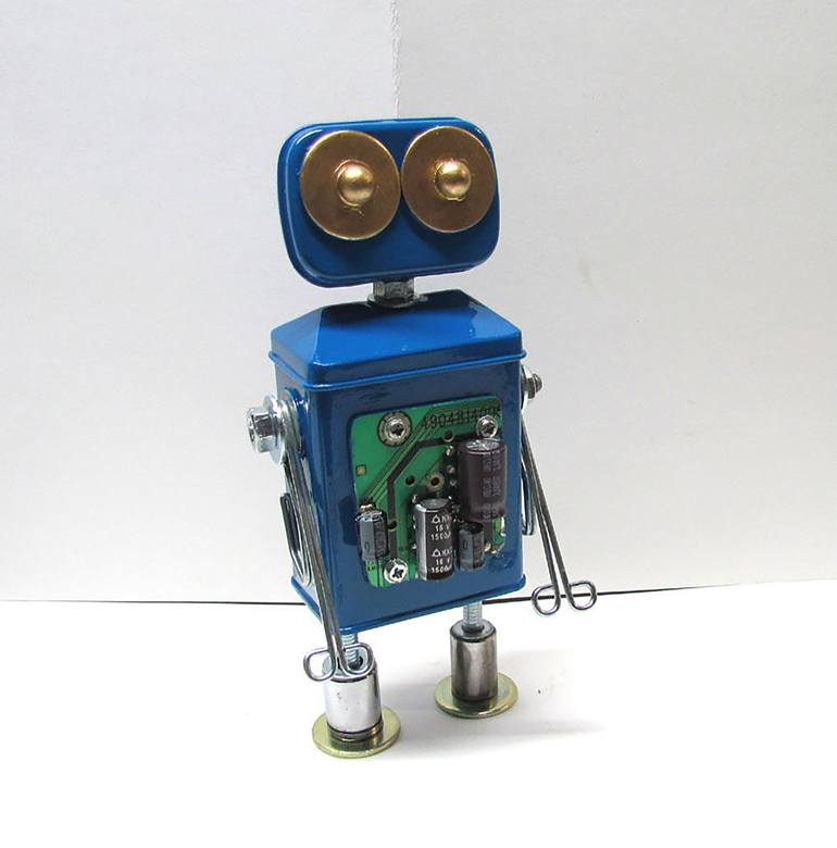 Found Objects Robot Sculpture / Assemblage Robot Figurine - Print