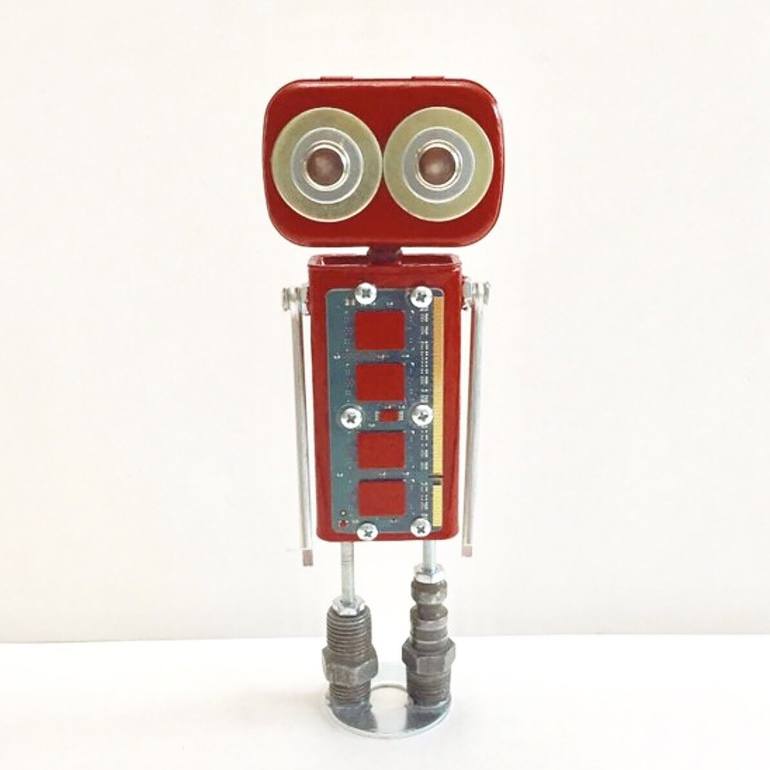 Buttons (Found Objects Robot Sculpture) - Print