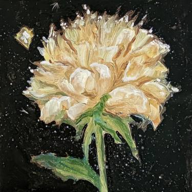 YELLOW PEONY. flower painting thumb