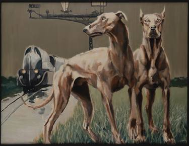Print of Dogs Paintings by Helen Uter
