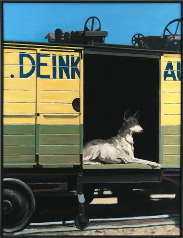 Original Figurative Dogs Paintings by Helen Uter