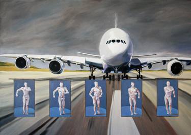 Original Figurative Airplane Paintings by Helen Uter