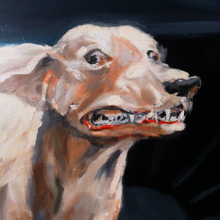 Original Figurative Dogs Painting by Helen Uter