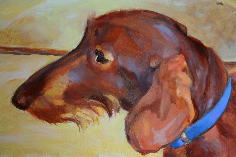 Original Figurative Dogs Painting by Helen Uter