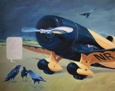 Original Figurative Airplane Paintings by Helen Uter