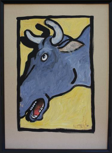 Original Expressionism Cows Paintings by Helen Uter