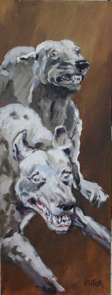 Original Expressionism Dogs Paintings by Helen Uter