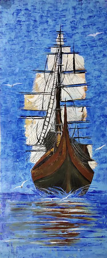 Original Abstract Boat Paintings by Nandita Albright