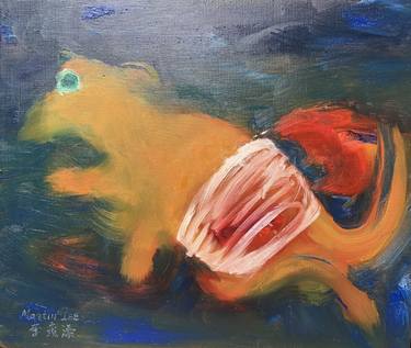Original Abstract Expressionism Dogs Paintings by Martin Lee M T