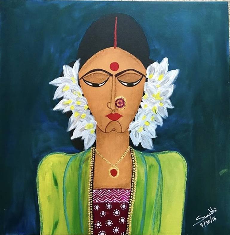 Naari - An Indian Woman Painting by Surabhi Dave | Saatchi Art
