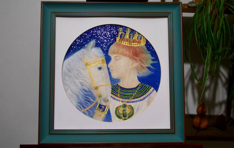 Original Art Deco Horse Painting by Yuanchi Qiao