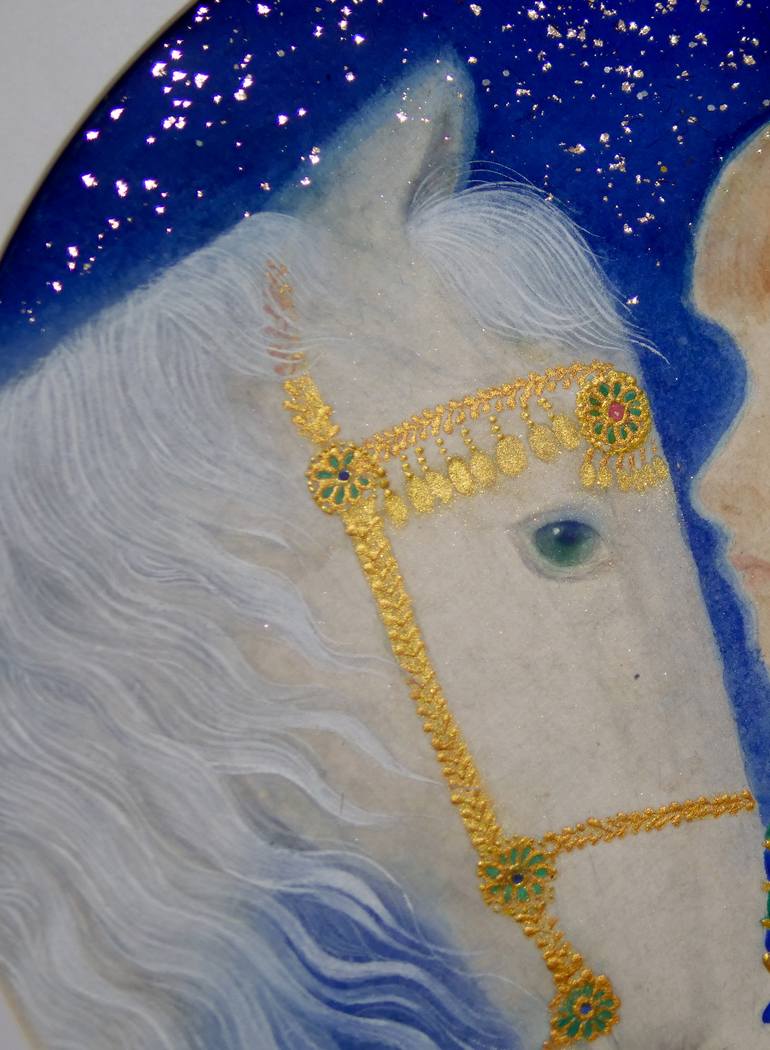 Original Art Deco Horse Painting by Yuanchi Qiao
