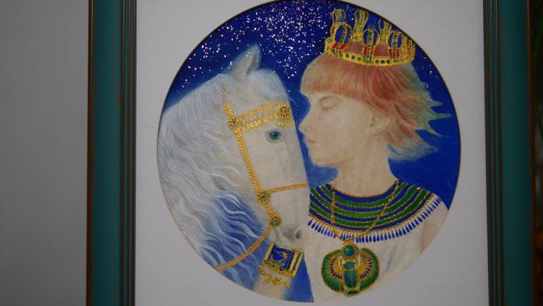 Original Art Deco Horse Painting by Yuanchi Qiao