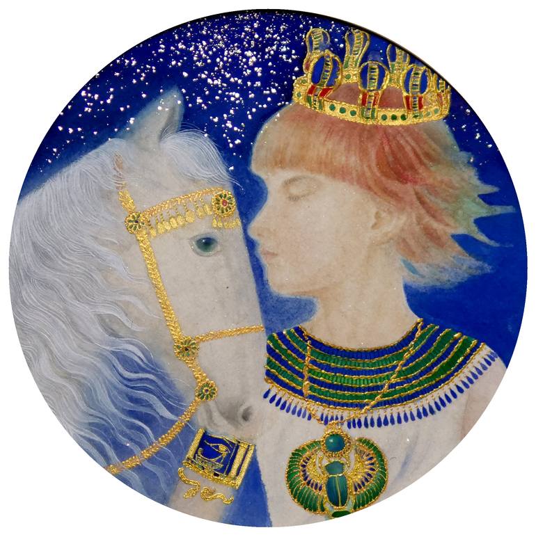 Original Art Deco Horse Painting by Yuanchi Qiao
