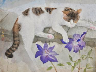 Original Abstract Expressionism Cats Paintings by Yuanchi Qiao