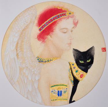 Angel and black cat---There will be angels guarding you for me thumb