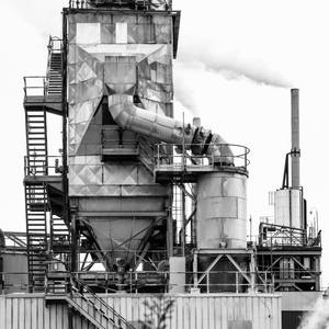 chemical station, partial view of a factory with smoking chimneys- - Limited Edition of 10