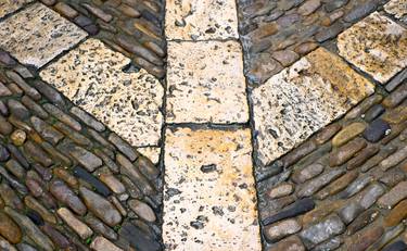 Golden bricks on the ground make up geometric lines - - Limited Edition of 5 thumb