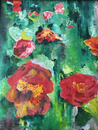Original Abstract Expressionism Floral Paintings by Wakaye Marcos Agajyelleh
