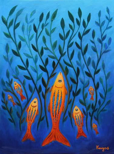 Original Modern Fish Paintings by Kavya Vyas