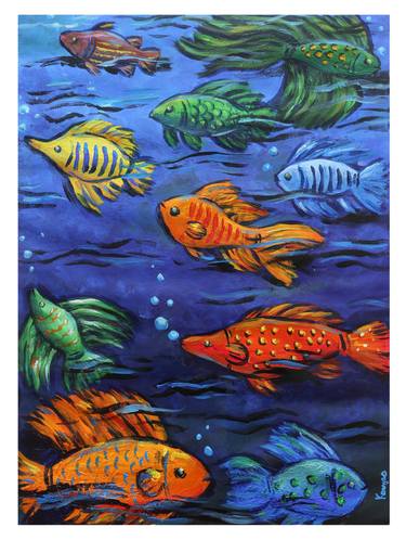 Original Abstract Fish Paintings by Kavya Vyas