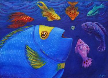Original Abstract Fish Paintings by Kavya Vyas