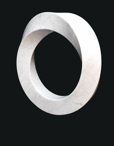 Polished White Marble Mobius Circle thumb