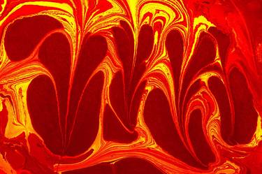 Abstract ebru marbling floral design. thumb