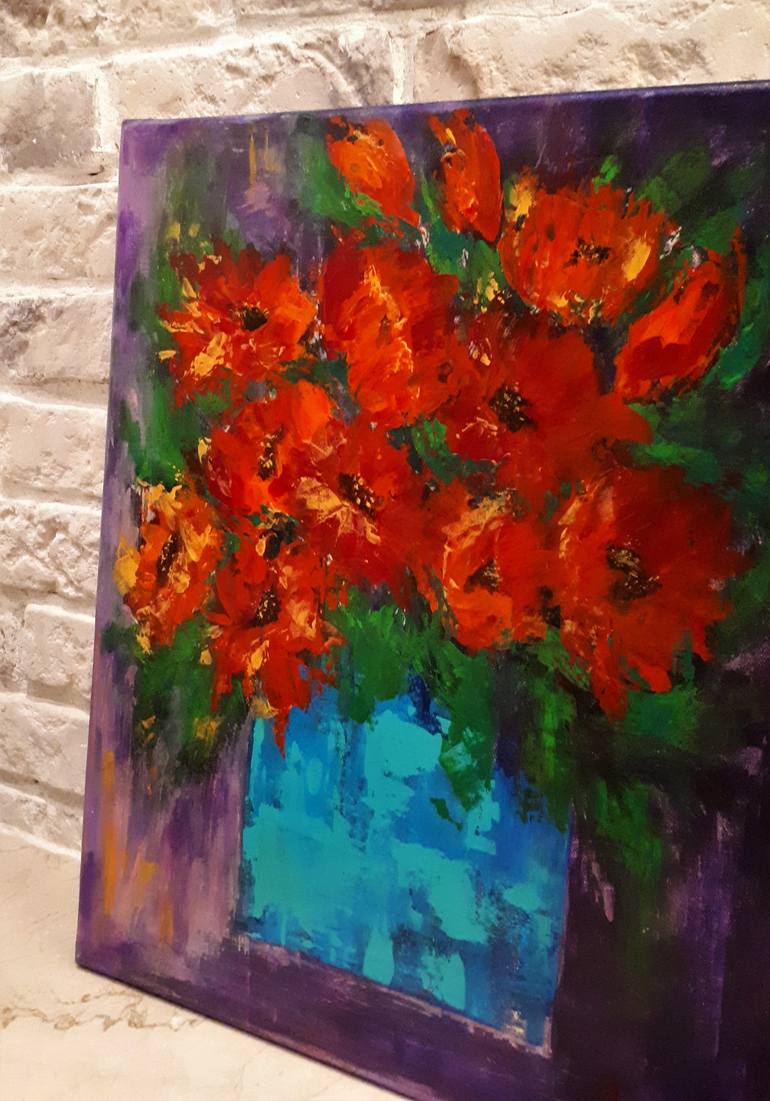 Original Abstract Floral Painting by Tatyana Sawatzky