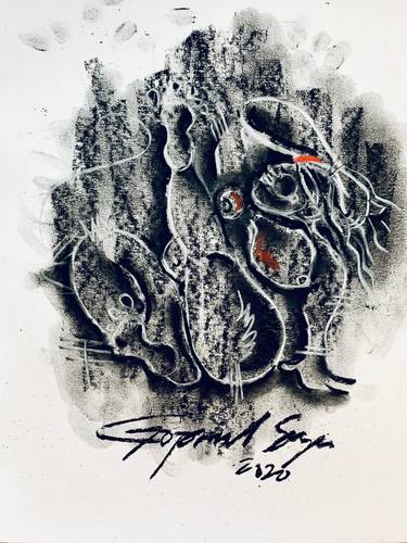 Original Art Deco Abstract Drawings by Gopaal Seyn