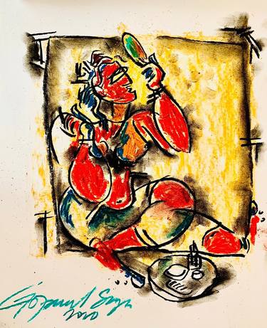 Original Fine Art Abstract Drawings by Gopaal Seyn