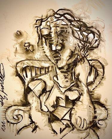 Original Fine Art Abstract Drawings by Gopaal Seyn