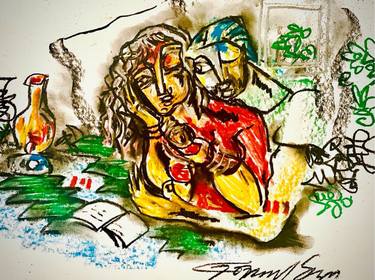 Original Fine Art Abstract Drawings by Gopaal Seyn