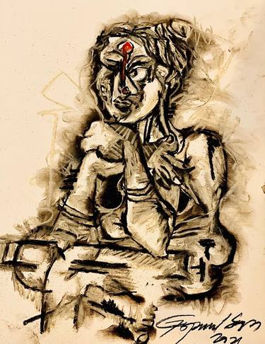 Original Fine Art Abstract Drawings by Gopaal Seyn