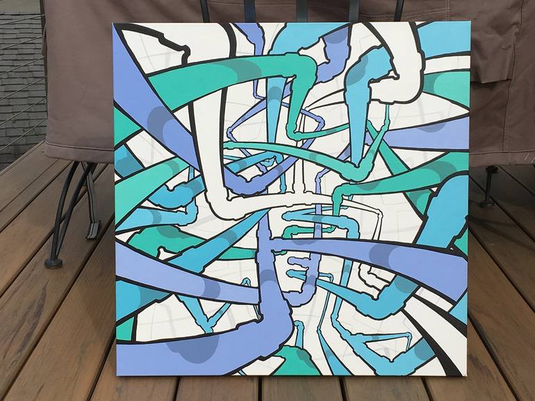 Original Art Deco Abstract Painting by Russell Phillips