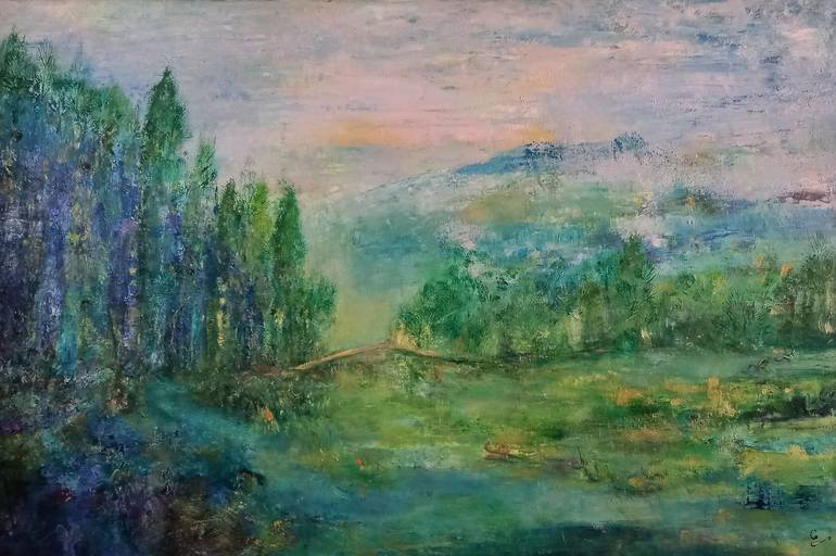 Original Impressionism Landscape Painting by Corinne Foucouin